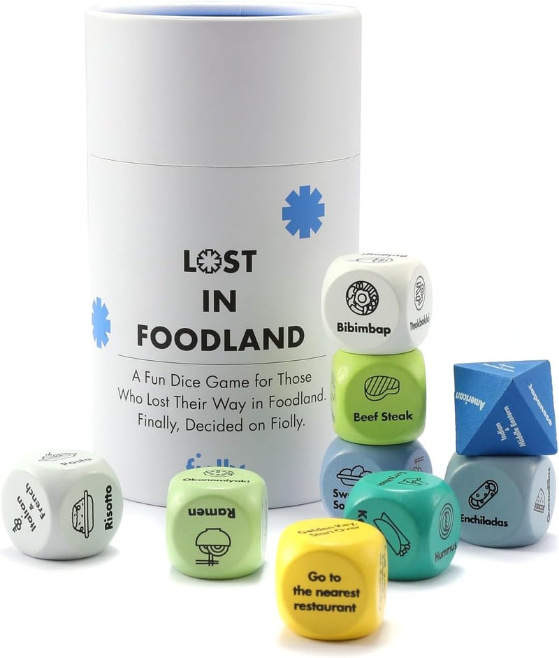 Fiolly Food Decision Dice For Eating Out Food Deciding Dice For Couples Family Gifts Meal Dice Food Decider Game Wood Dice Set 9pcs - Image 1